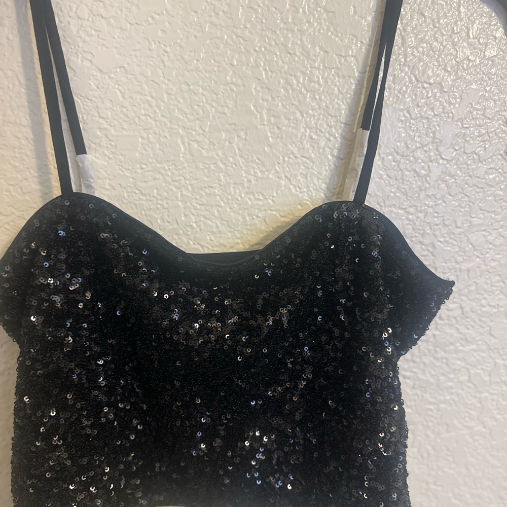 Express -black sparkle crop top